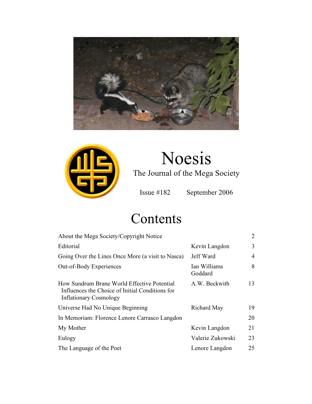 Noesis the Journal of the Mega Society