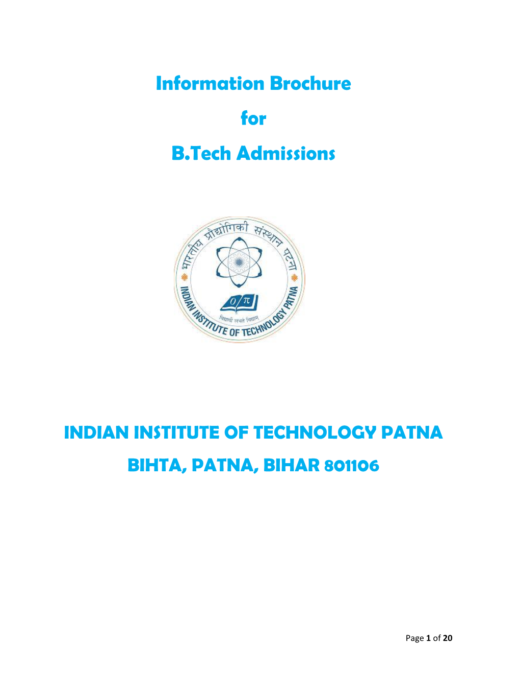 Information Brochure for B.Tech Admissions