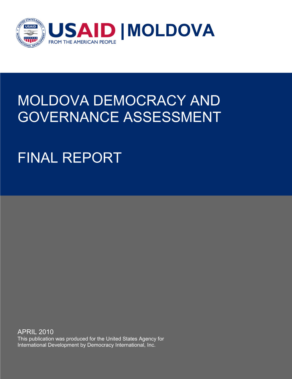 Moldova Democracy and Governance Assessment Final Report