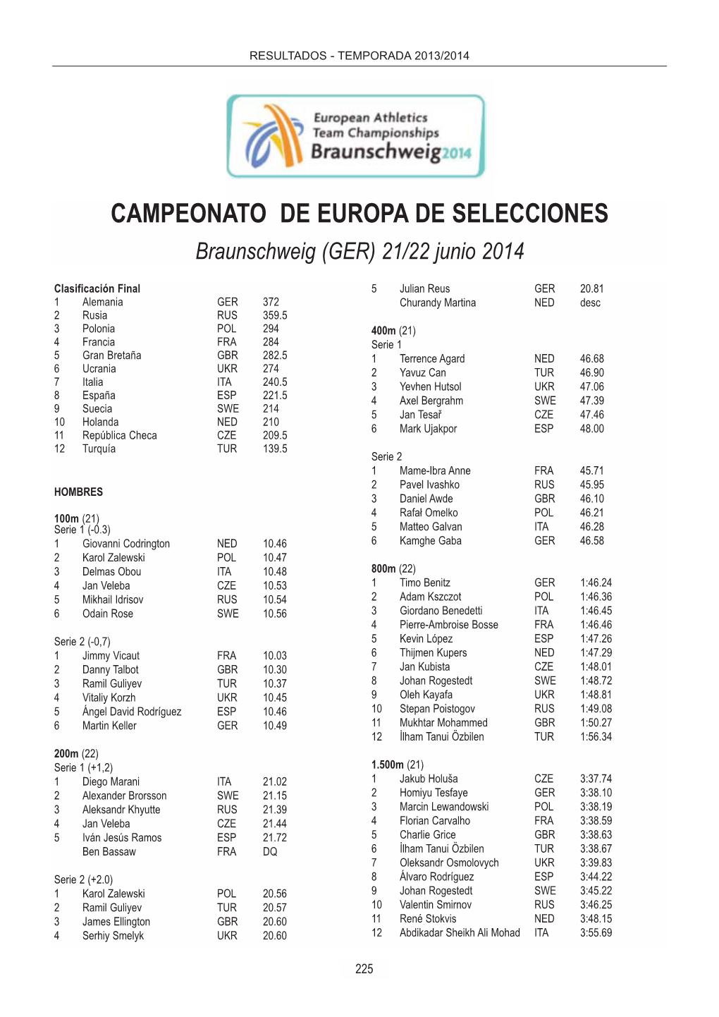 Selección Española Temporada 2013/2014