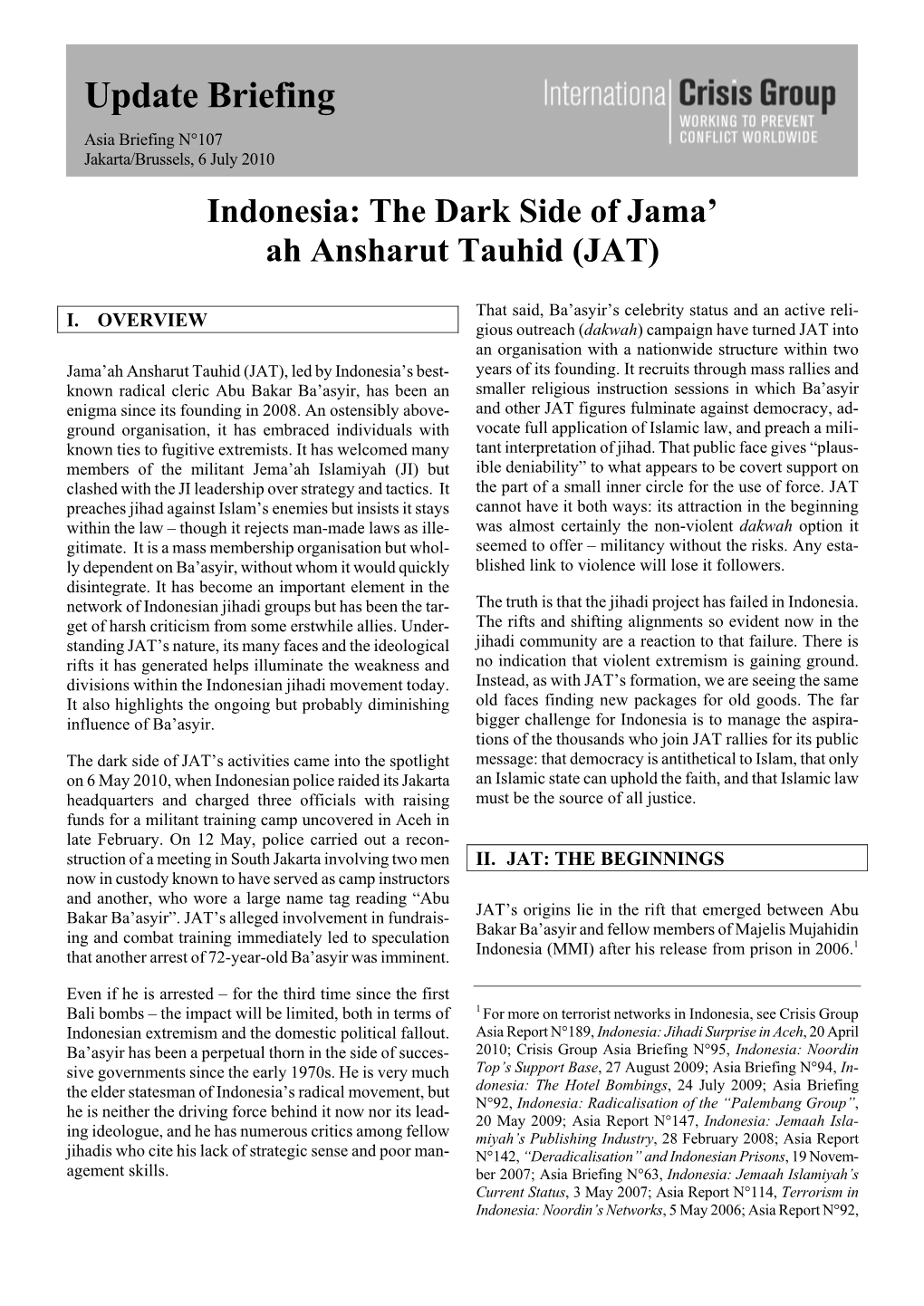 Indonesia: the Dark Side of Jama'ah Ansharut Tauhid (JAT)