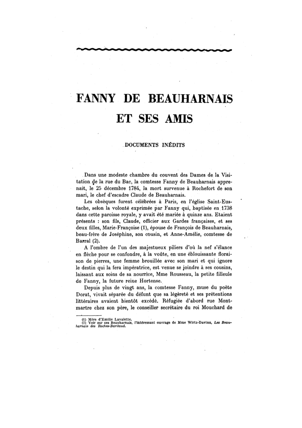 Fanny De Beauharnais Et Ses Amis
