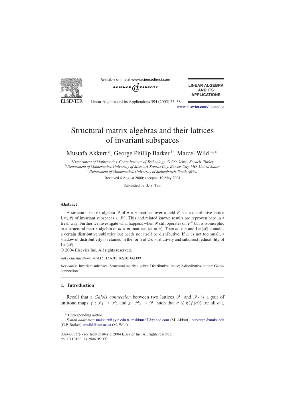 Structural Matrix Algebras and Their Lattices of Invariant Subspaces