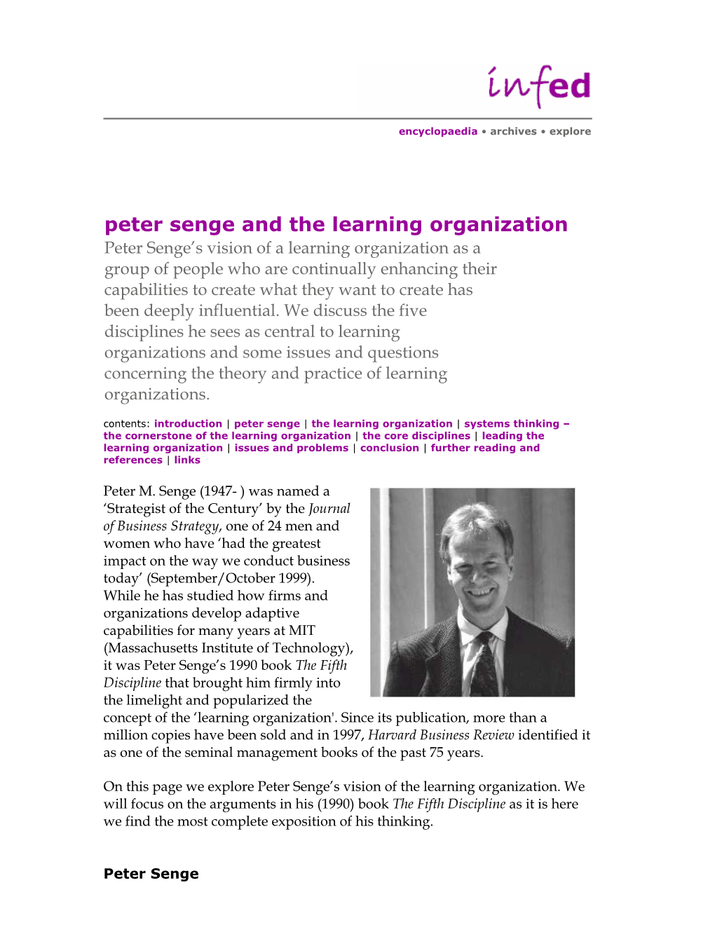 Peter Senge and the Learning Organization
