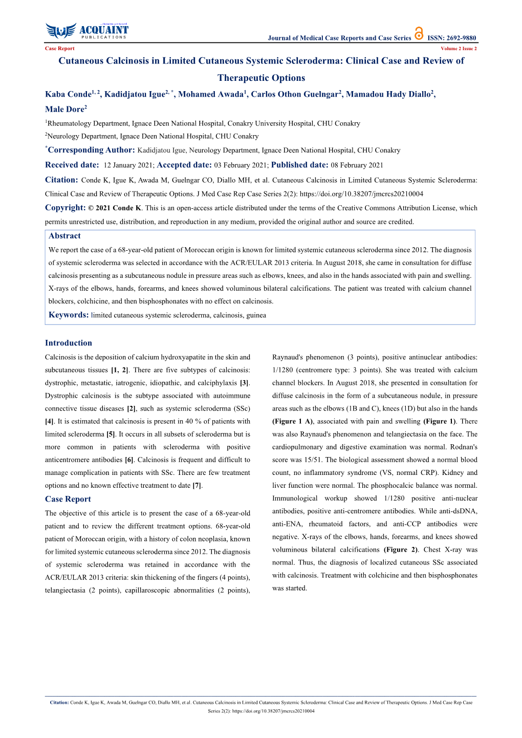 Cutaneous Calcinosis in Limited Cutaneous Systemic Scleroderma