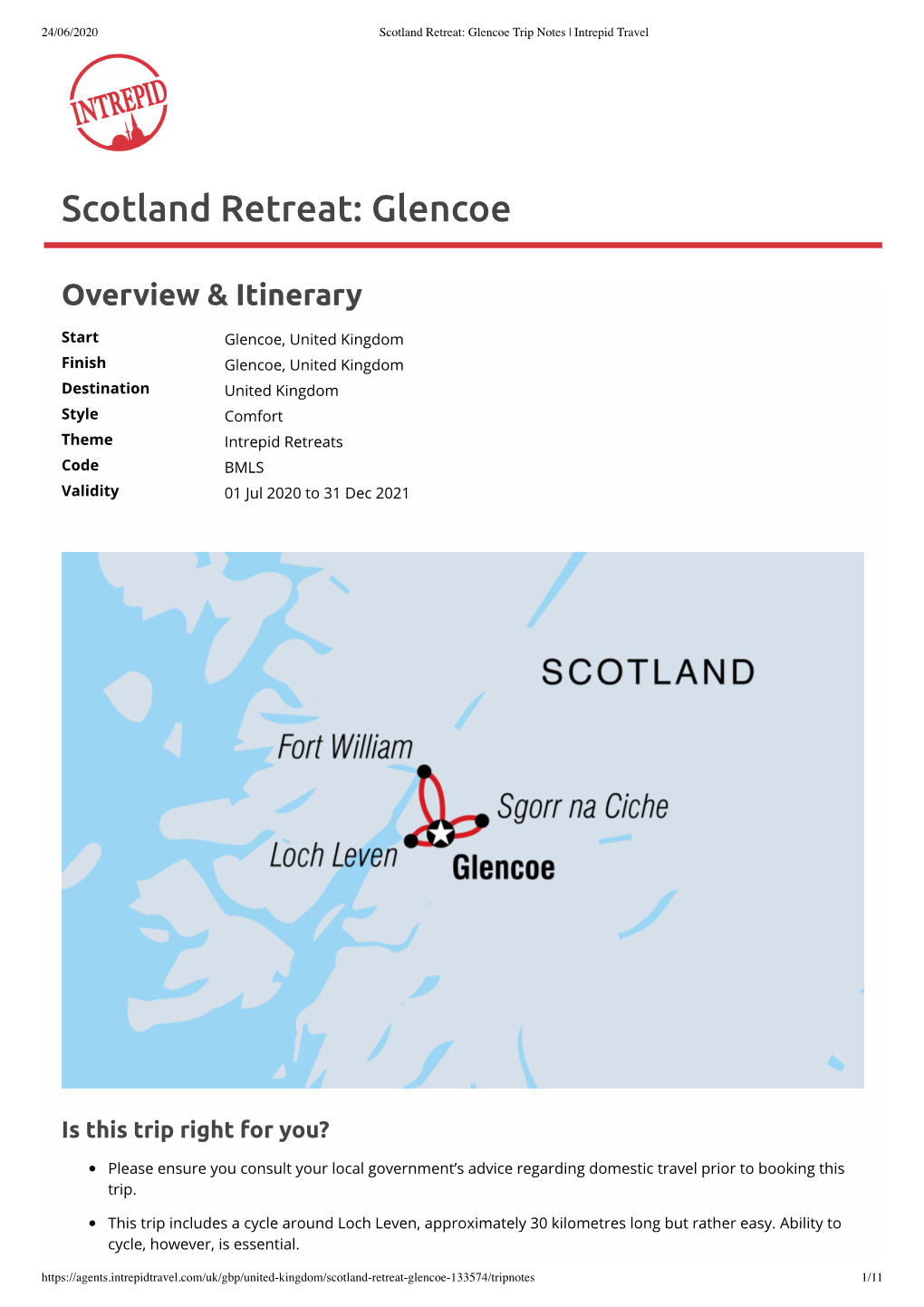 Scotland Retreat Glencoe Trip Notes