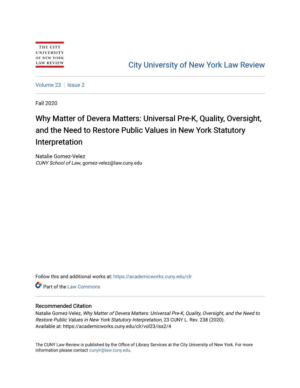 Universal Pre-K, Quality, Oversight, and the Need to Restore Public Values in New York Statutory Interpretation