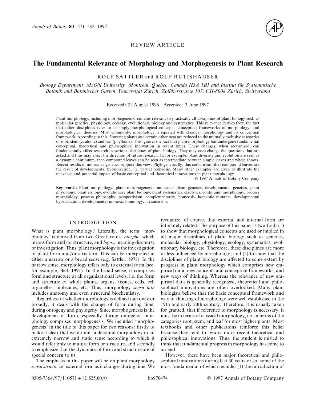 The Fundamental Relevance of Morphology and Morphogenesis to Plant Research