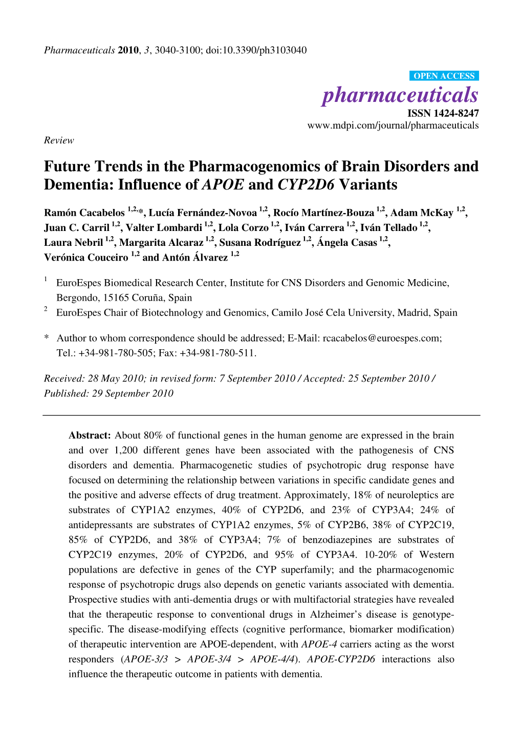 Pharmaceuticals 2010, 3, 3040-3100; Doi:10.3390/Ph3103040