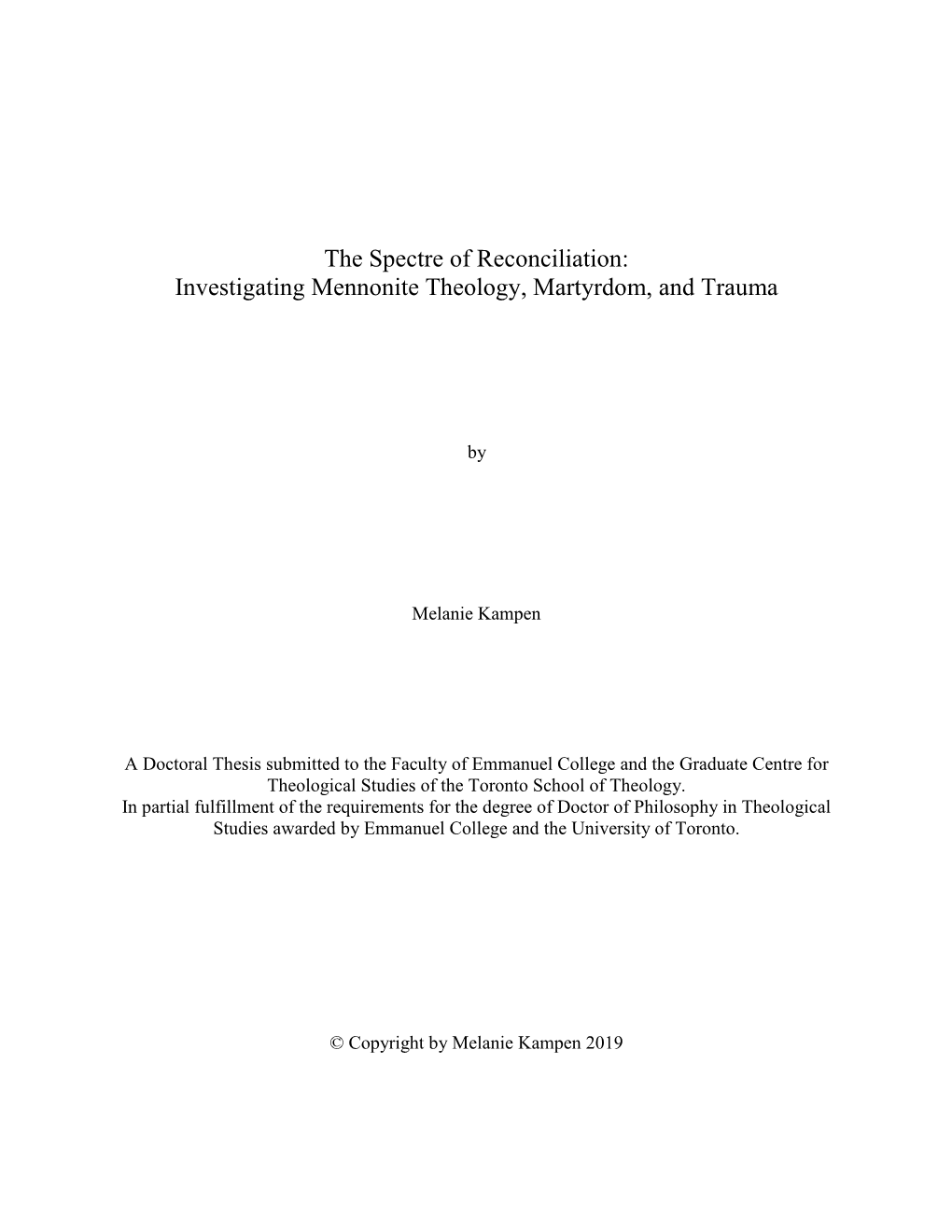 Investigating Mennonite Theology, Martyrdom, and Trauma