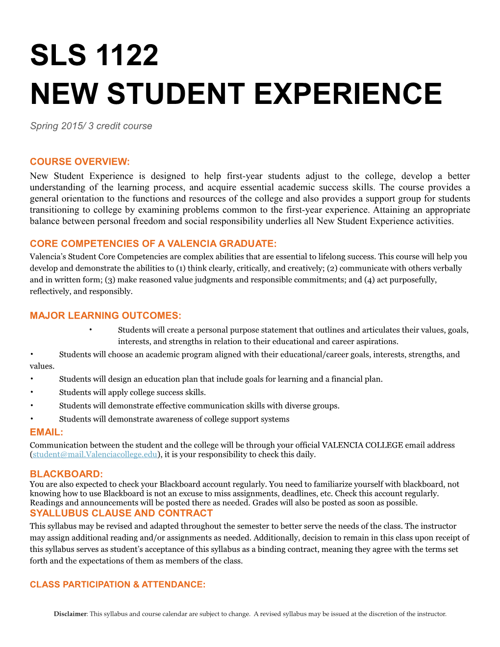 New Student Experience