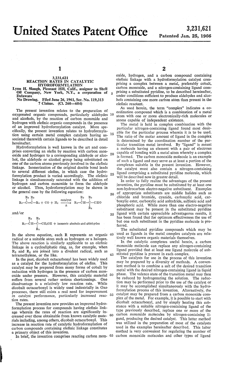 United States Patent O? Ice Patented Jan