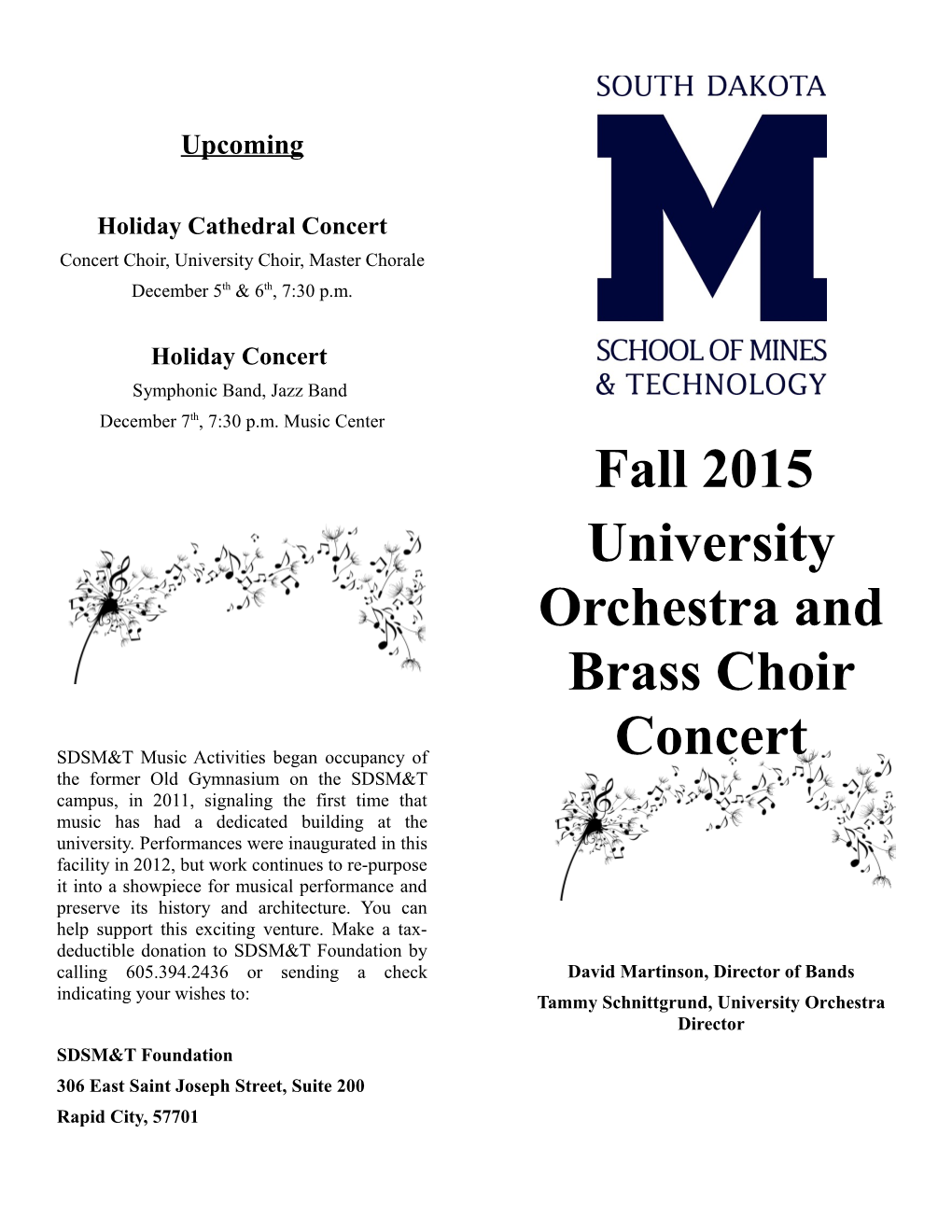 Fall 2015 University Orchestra and Brass Choir Concert
