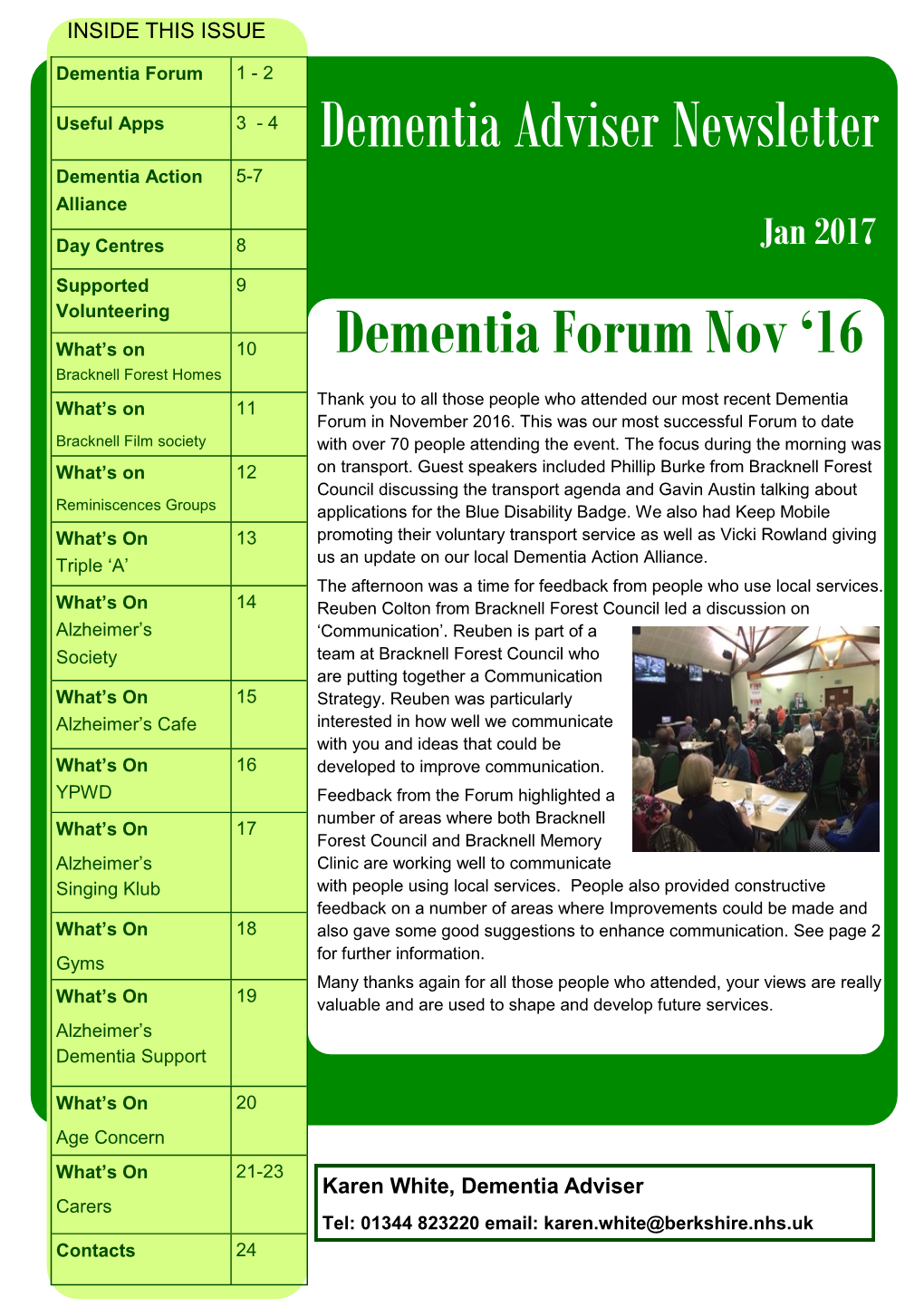 Dementia Adviser Newsletter Dementia Action 5-7 Alliance
