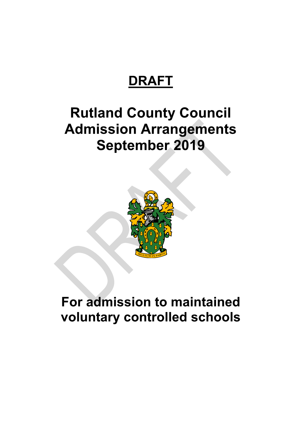 Rutland County Council Admission Arrangements September 2019