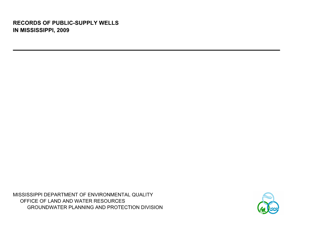 Records of Public-Supply Wells in Mississippi, 2009