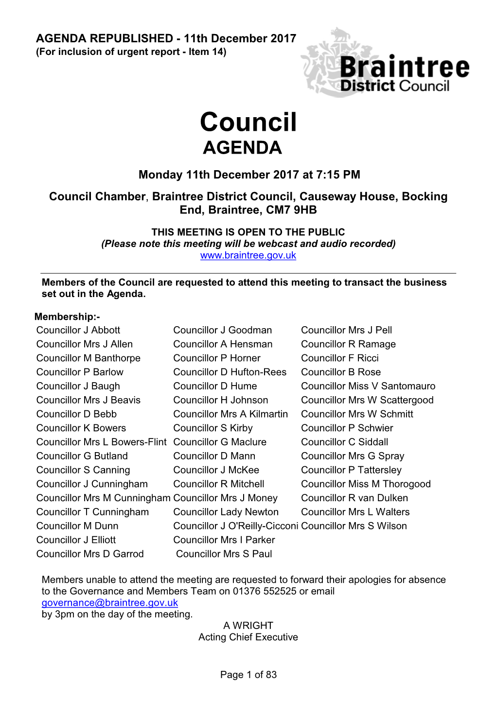 Council AGENDA