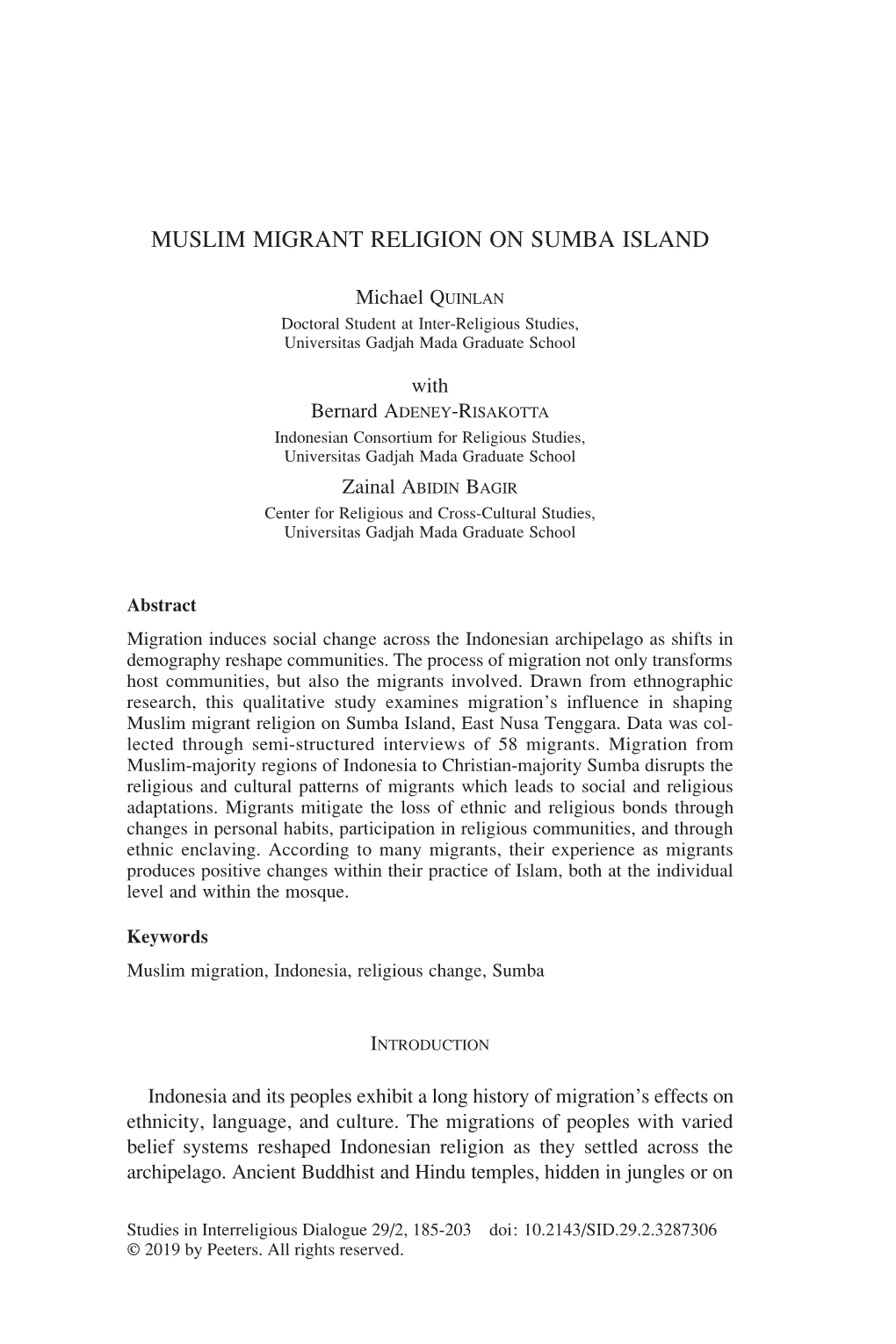 Muslim Migrant Religion on Sumba Island