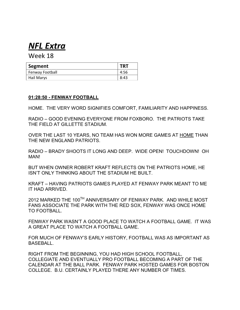 NFL Extra Week 18