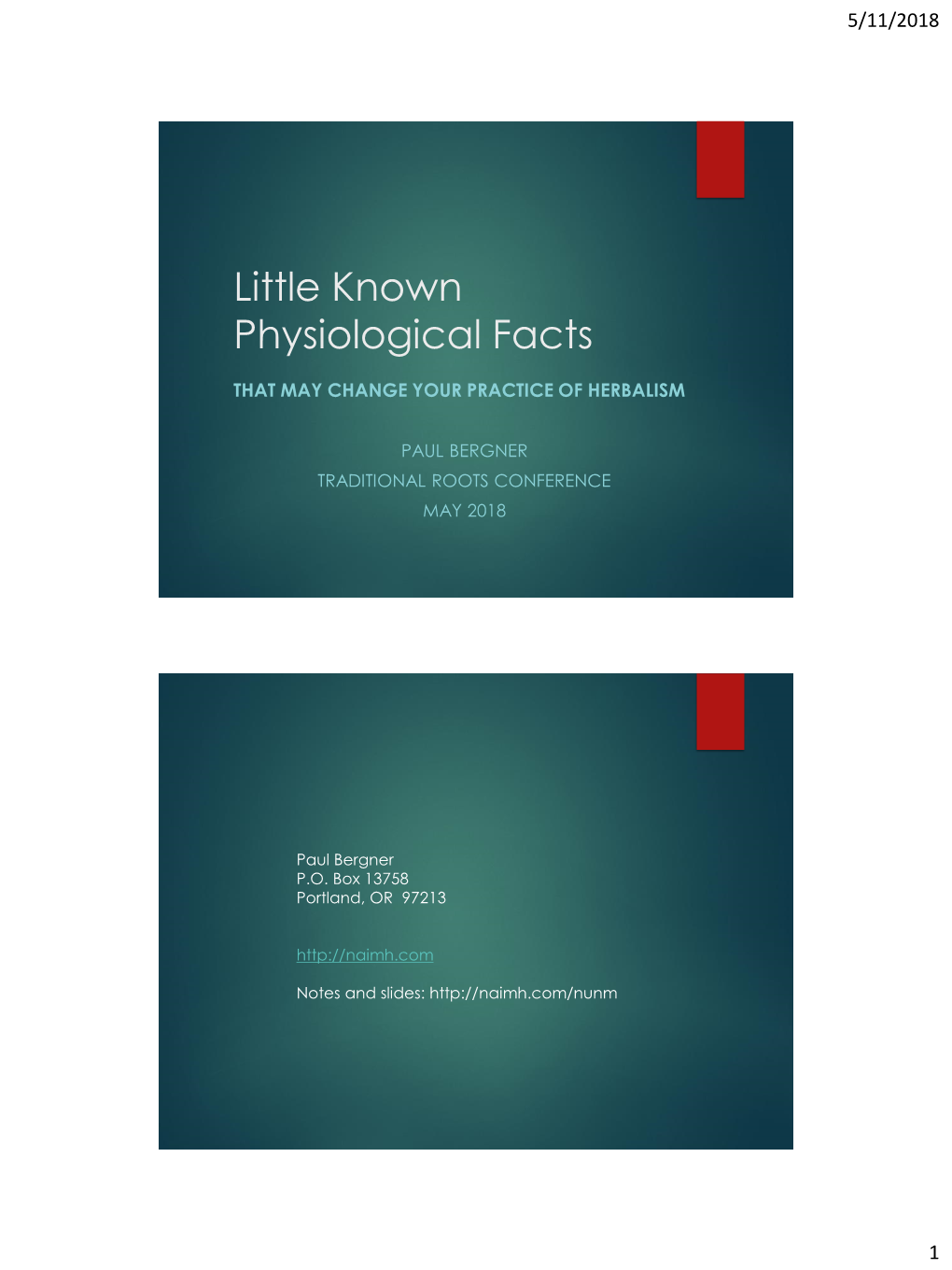 Little Known Physiological Facts