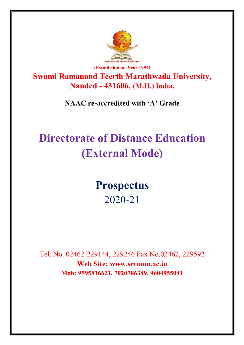 Distance Education (External Mode) Prospectus 2020-21