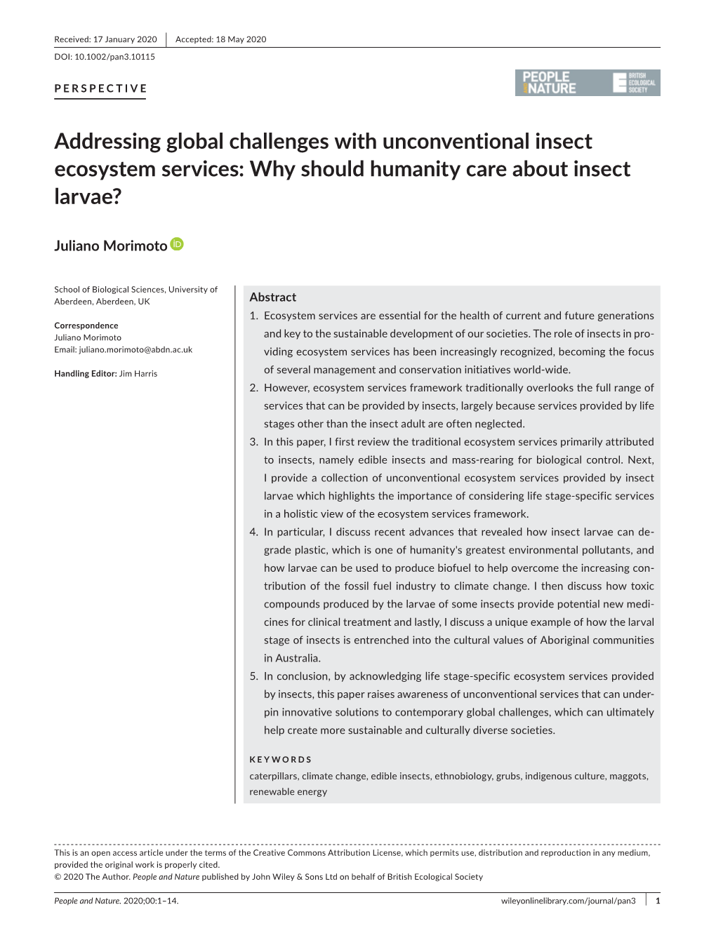 Addressing Global Challenges with Unconventional Insect Ecosystem Services: Why Should Humanity Care About Insect Larvae?