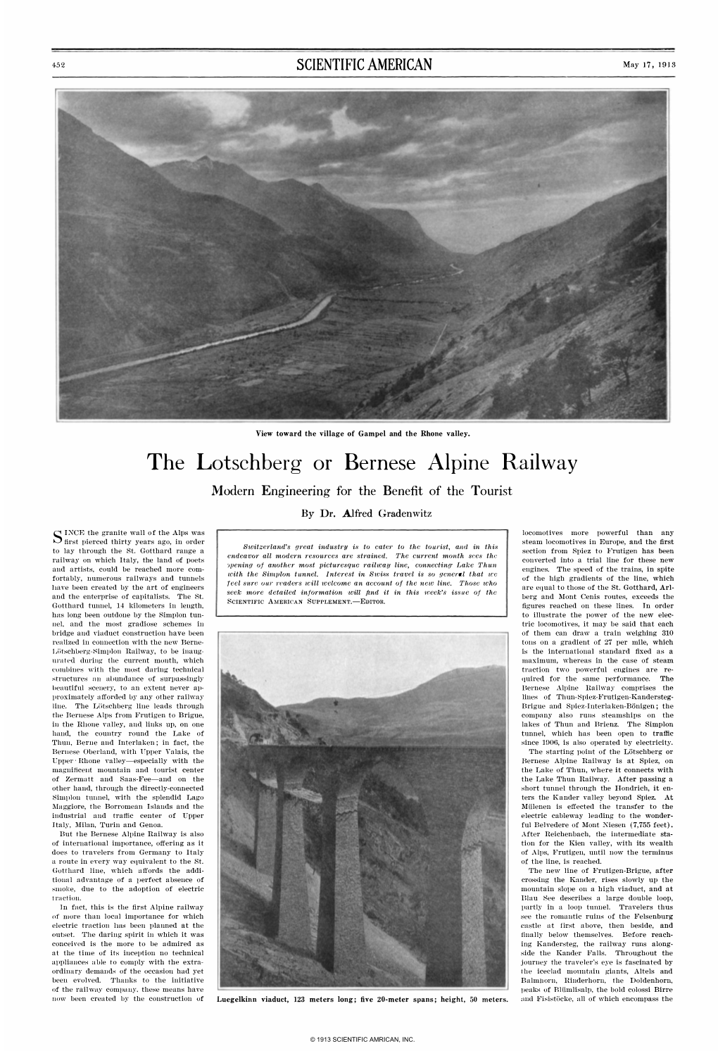The Lotschberg Or Bernese Alpine Railway Modern Engineering for the Benefit of the Tourist