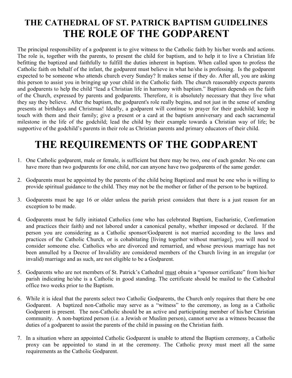 Godparent Eligibility Form