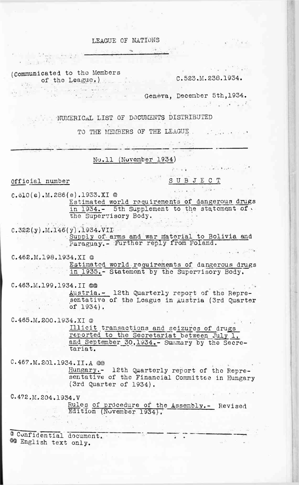 C. 472.M. 204.1934. V Rules of Procedure of the Assembly.- Revised Edition (November 1934)