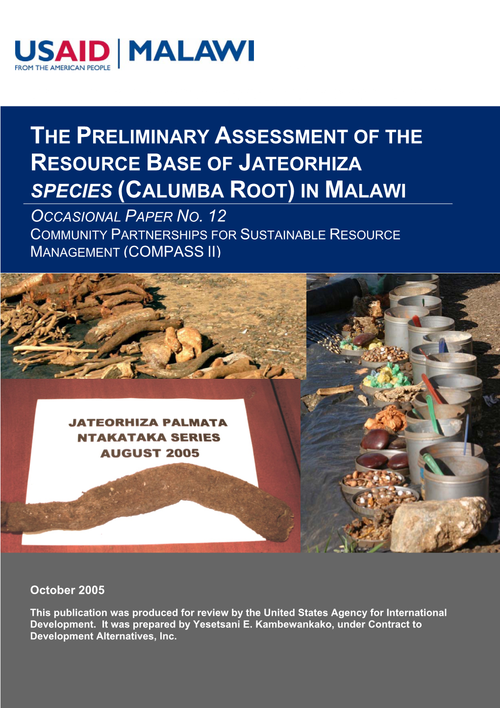 The Preliminary Assessment of the Resource Base of Jateorhiza Species in Malawi – Literature Review