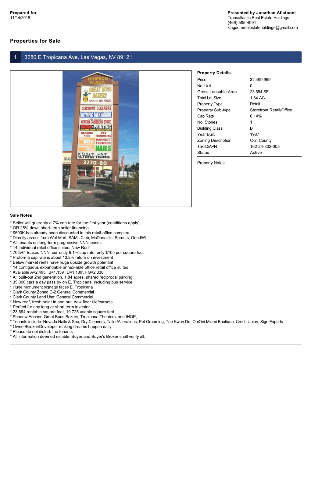 Properties for Sale 1 3280 E Tropicana Ave, Las Vegas, NV 89121