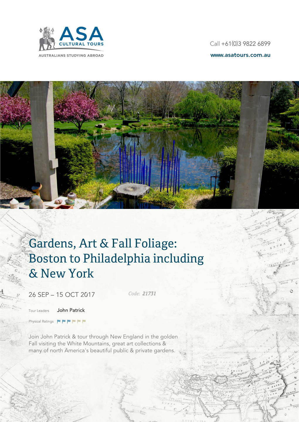 Gardens, Art & Fall Foliage: Boston to Philadelphia Including & New