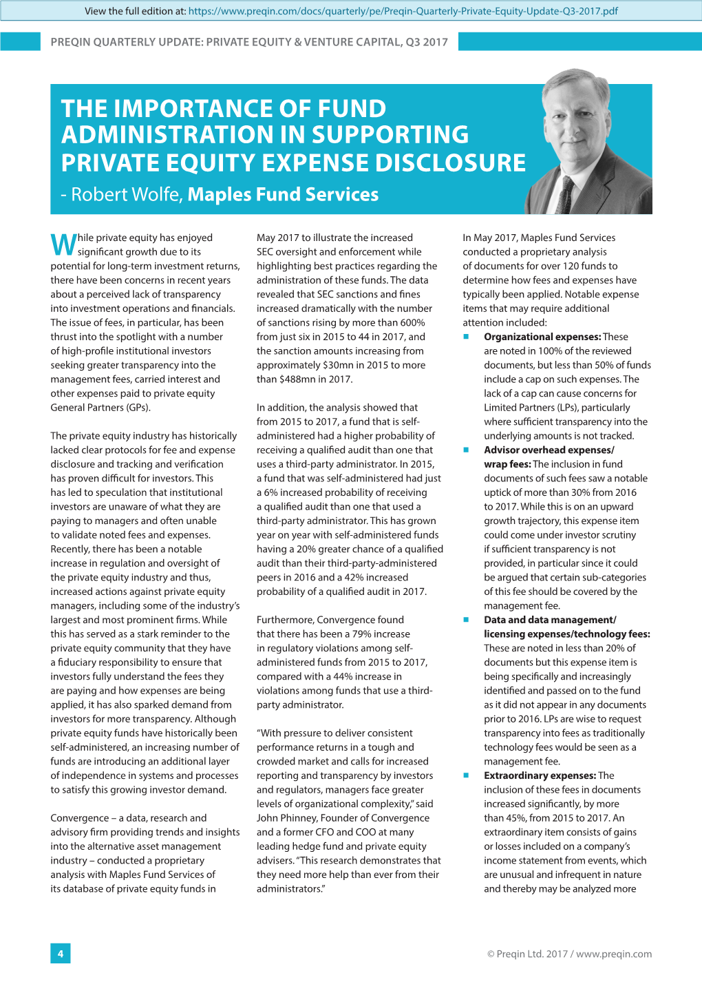 THE IMPORTANCE of FUND ADMINISTRATION in SUPPORTING PRIVATE EQUITY EXPENSE DISCLOSURE - Robert Wolfe, Maples Fund Services