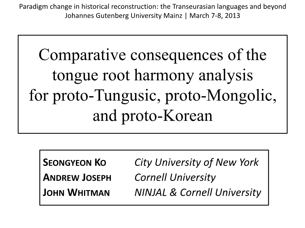 The Mongolic Vowel Shift Revisited