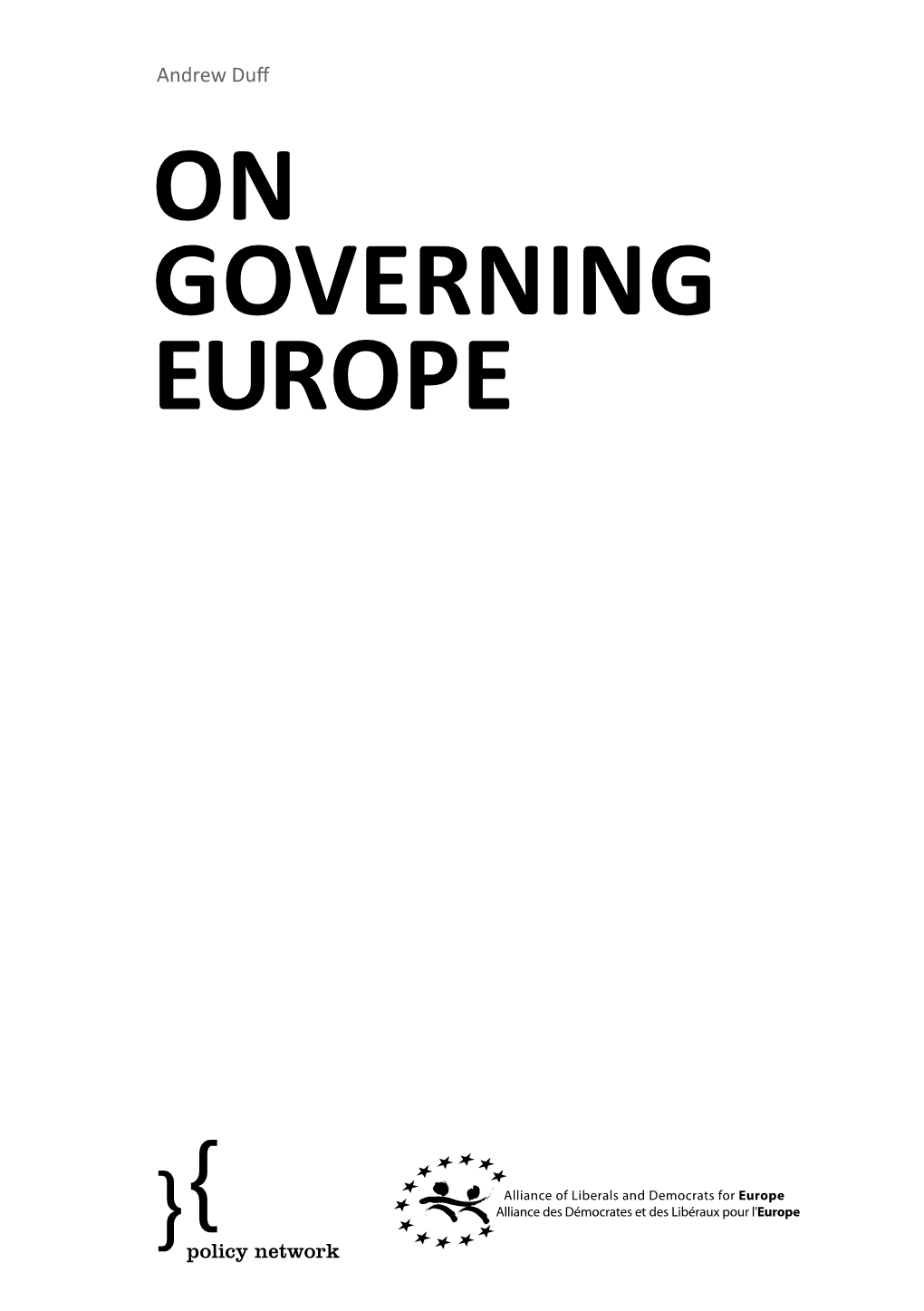 On Governing Europe on Governing Europe