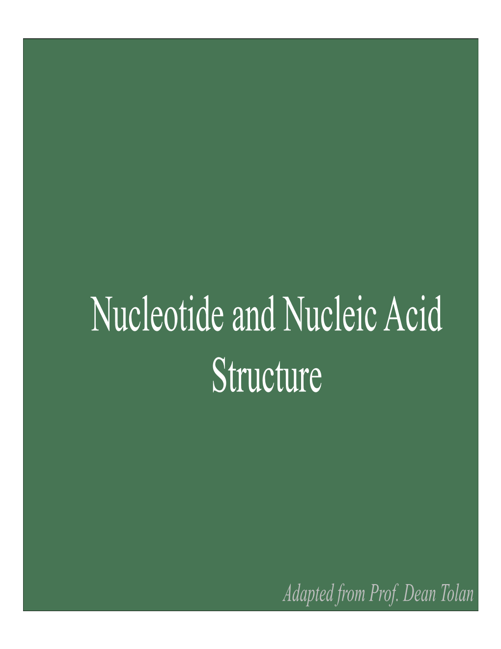 Nucleotide and Nucleic Acid Structure