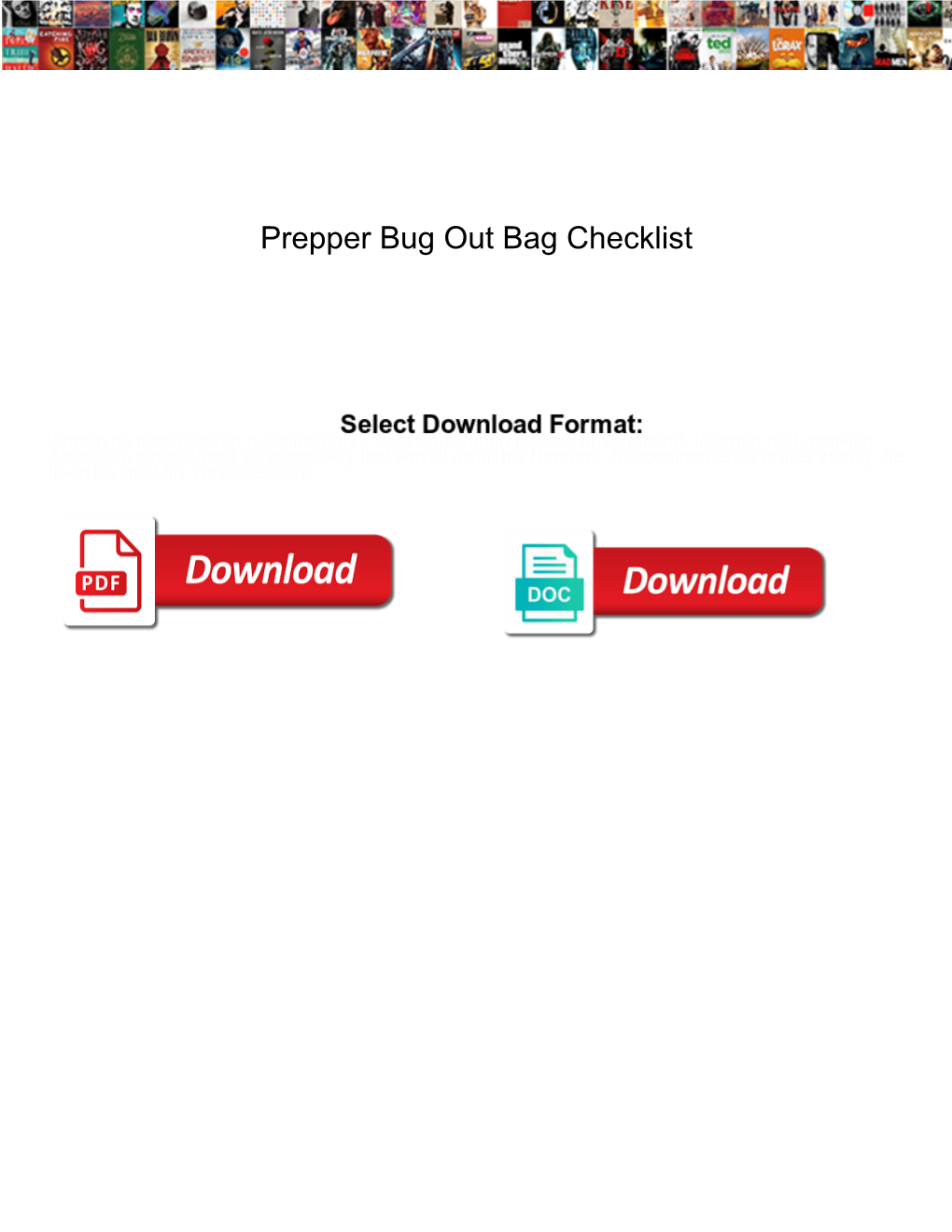 Prepper Bug out Bag Checklist