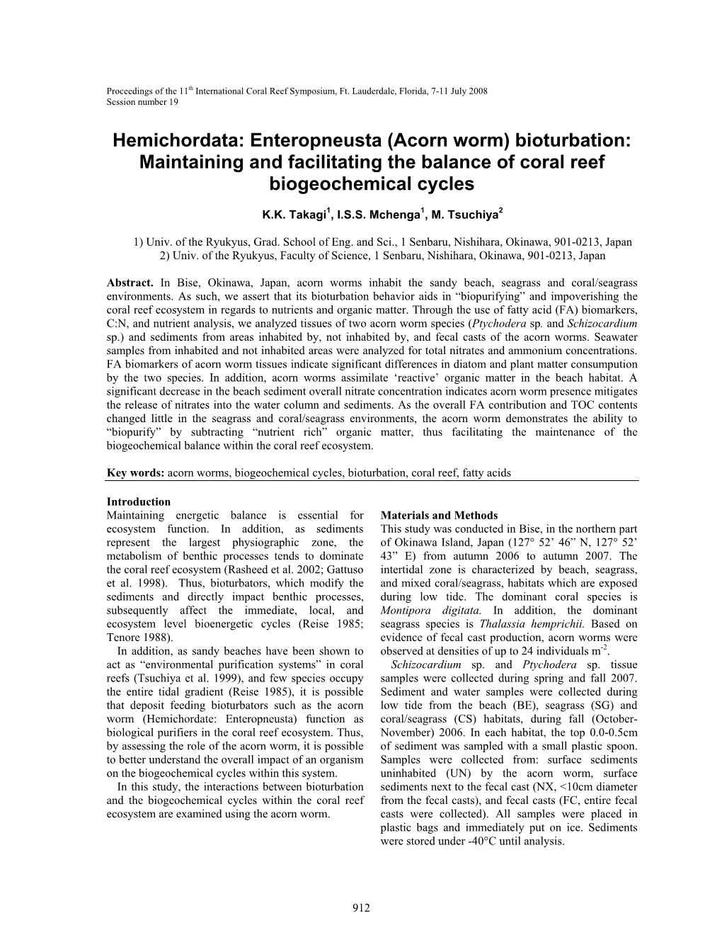 Acorn Worm) Bioturbation: Maintaining and Facilitating the Balance of Coral Reef Biogeochemical Cycles