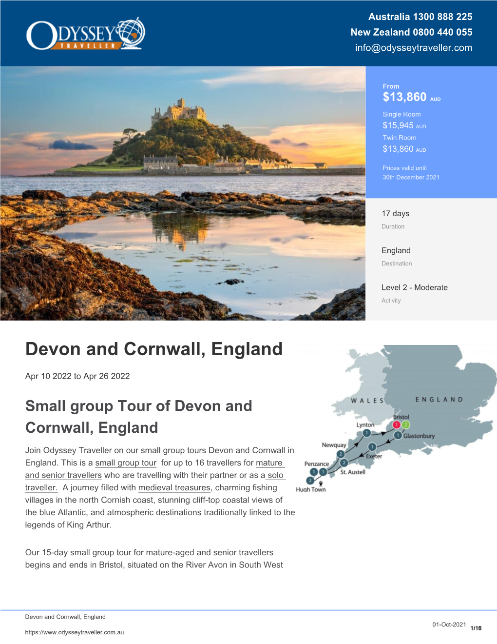 Devon and Cornwall | Tour for Senior Travellers