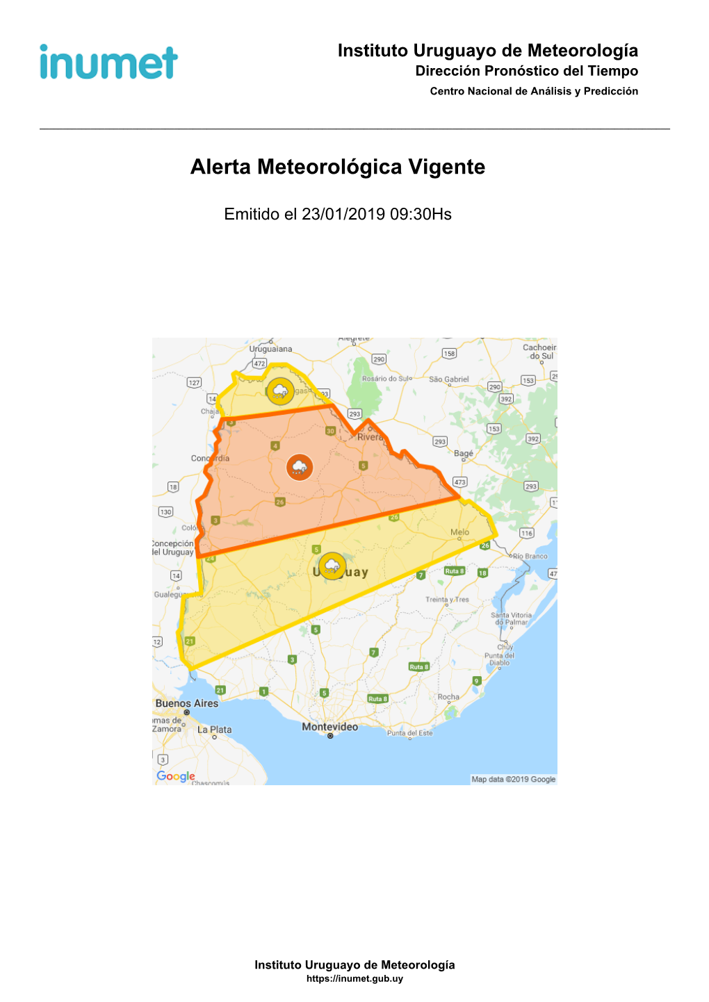 Alerta Meteorológica Vigente