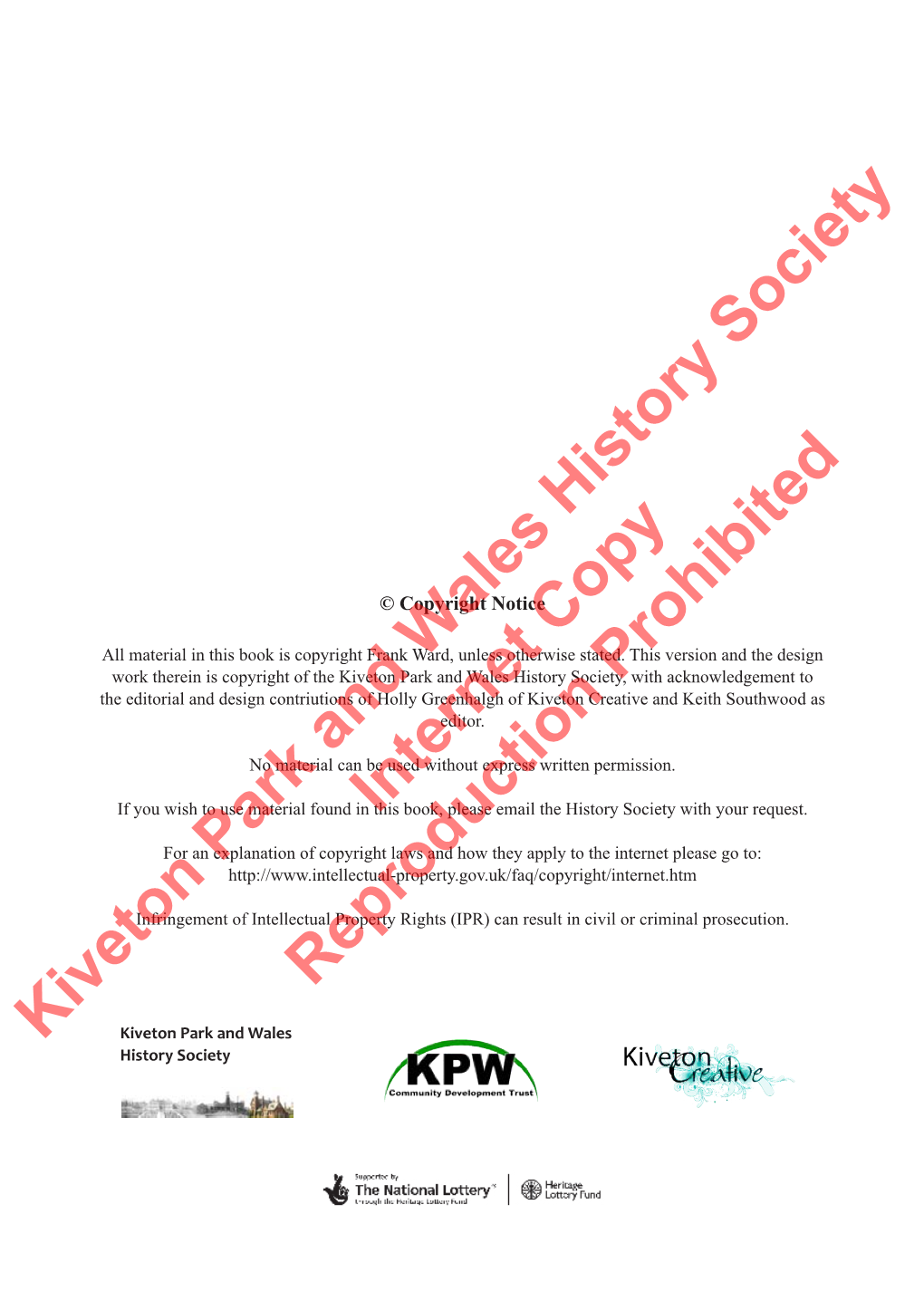 Kiveton Park and Wales History Society Internet Copy Reproduction