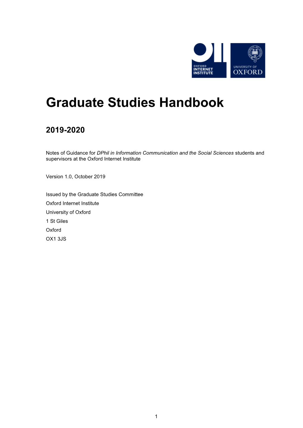 Graduate Studies Handbook