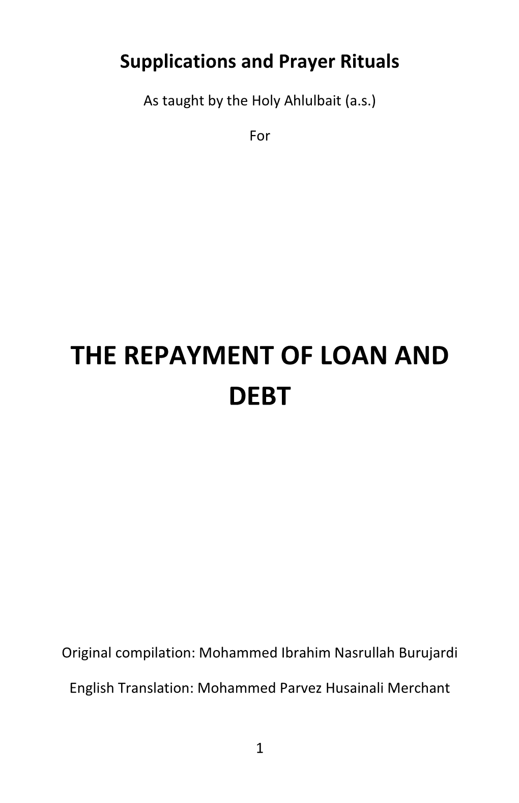 The Repayment of Loan and Debt
