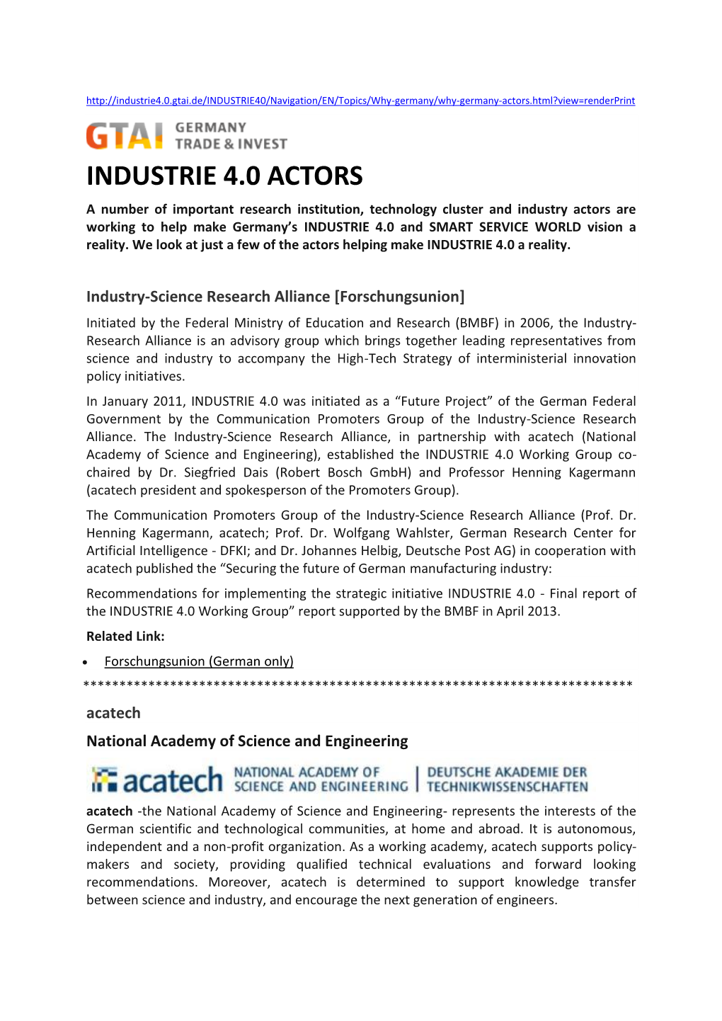 Industrie 4.0 Actors