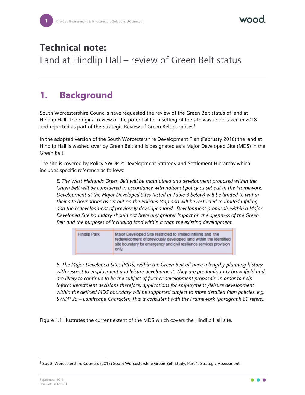 Land at Hindlip Hall – Review of Green Belt Status