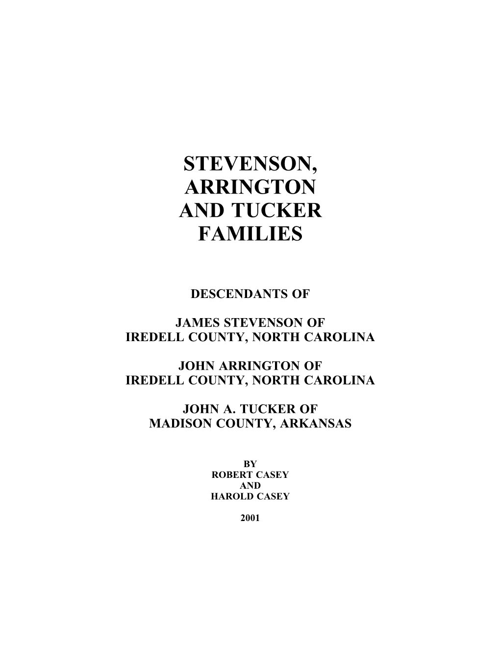 Stevenson, Arrington and Tucker Families