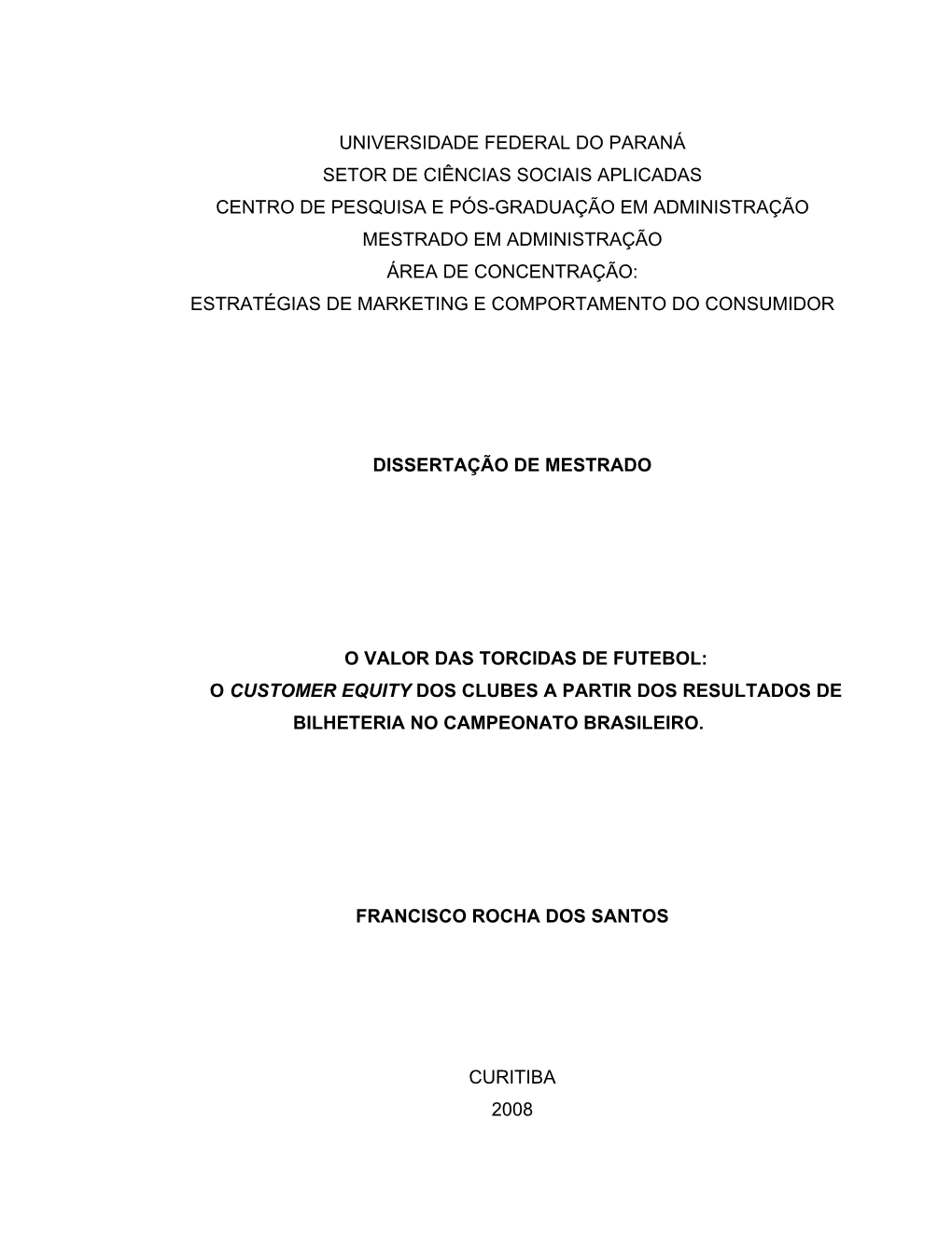 Universidade Federal Do Paraná Setor De Ciências