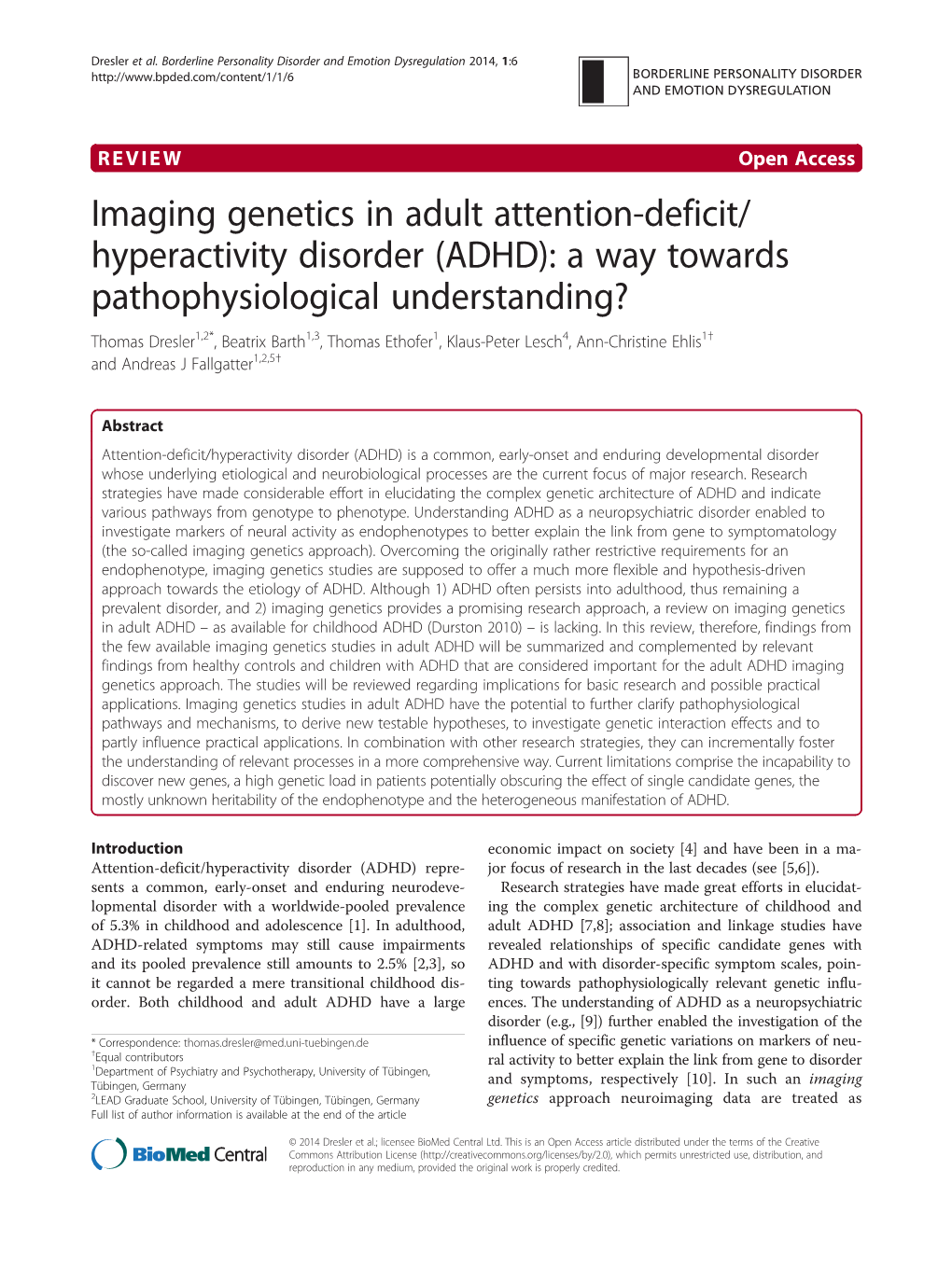 Imaging Genetics in Adult Attention-Deficit/ Hyperactivity Disorder
