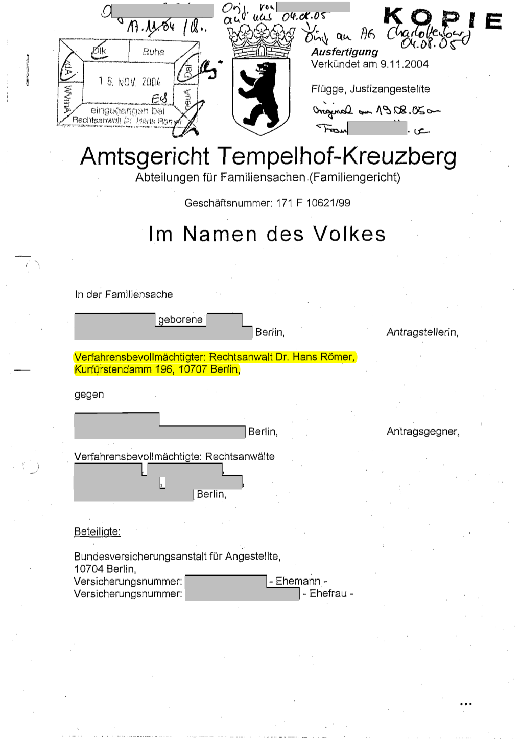 Amtsgericht Tempelhof-Kreuzberg Abteilungen Für Famiiiensachen