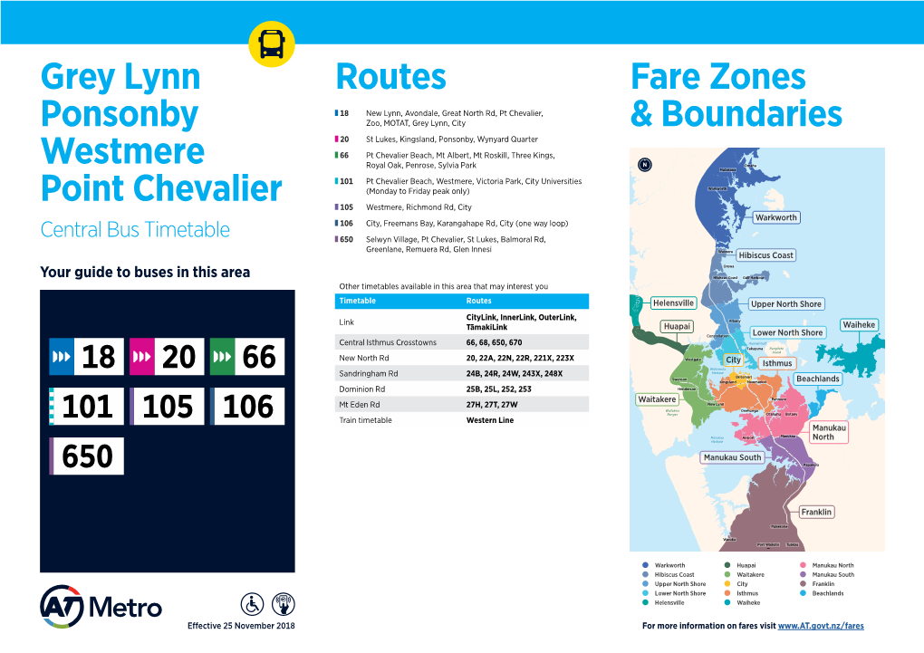 Routes Grey Lynn Ponsonby Westmere Point Chevalier Fare